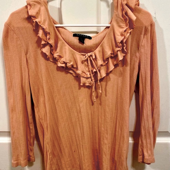 Ralph Lauren Coral Ruffle Long Sleeve Top - Picture 1 of 3